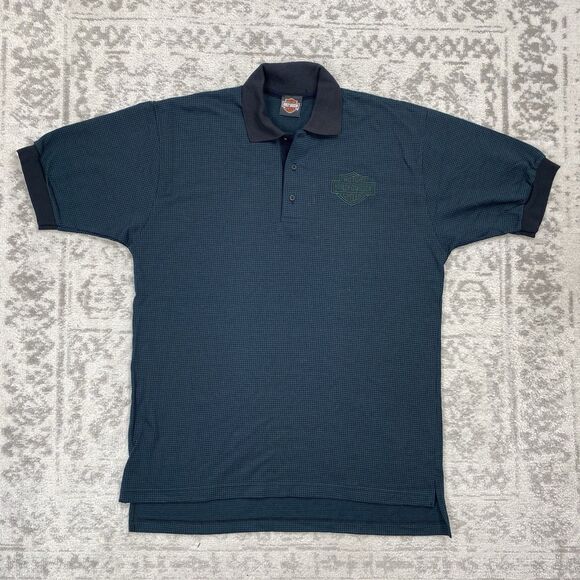 Harley Davidson Polo Shirt Mens Short Sleeve Cotton Logo Embroidered Size Large - Picture 1 of 5